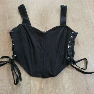 Bustier Sude Laced Up Crop Top Size Small